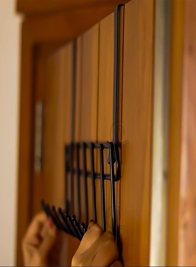 Konquer TimeS Heavy Duty Stainless Steel Over The Door Hook Hanger Organizer/Wall Hook Rack, No Drilling Required (Black) - Image 4